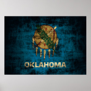 Poster Drapeau grunge vintage d'état de l'Oklahoma
