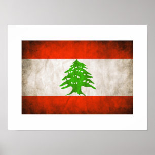 Poster Drapeau Grungy Lebanon
