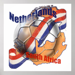 Poster Drapeau hollandais Pays-Bas Afrique du Sud Soccer 