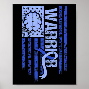 Poster Drapeau Hydrocéphalie Warrius Blue Ribbon Awarenes
