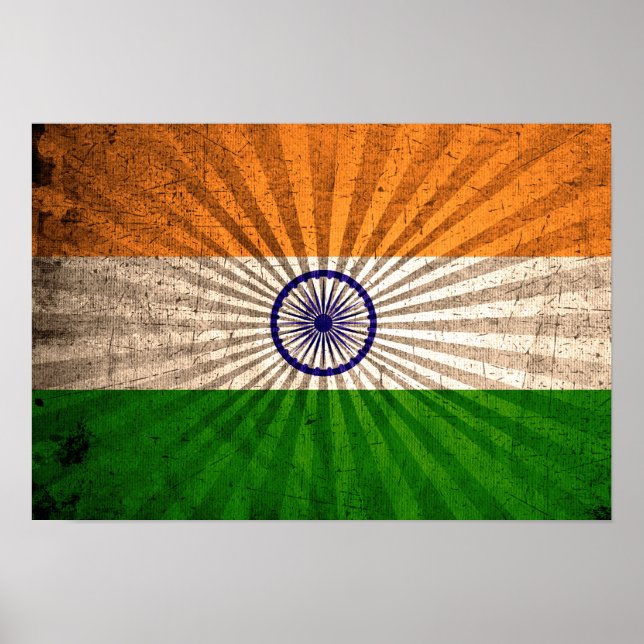 Poster Drapeau indien cool Grunge (Devant)