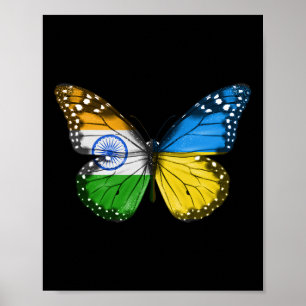 Poster Drapeau indien ukrainien Papillon Inde Ukraine