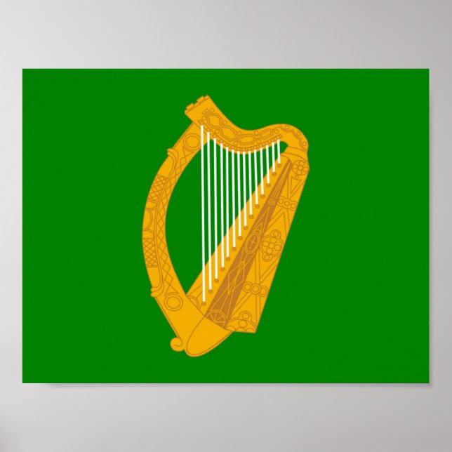 Poster drapeau irlandais de la harpe verte (Devant)