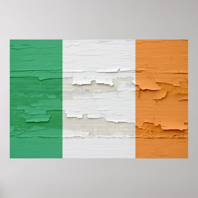 Poster Drapeau irlandais Patiné (Devant)