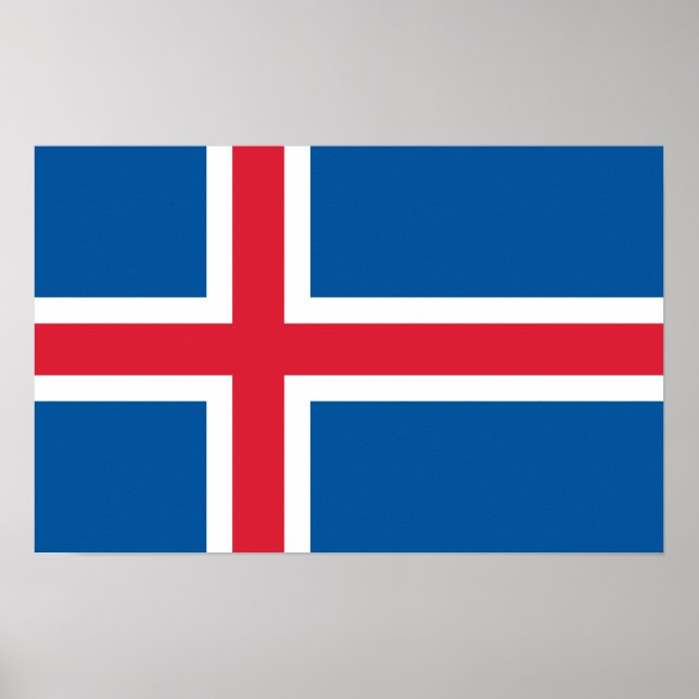 Poster Drapeau islandais (Devant)