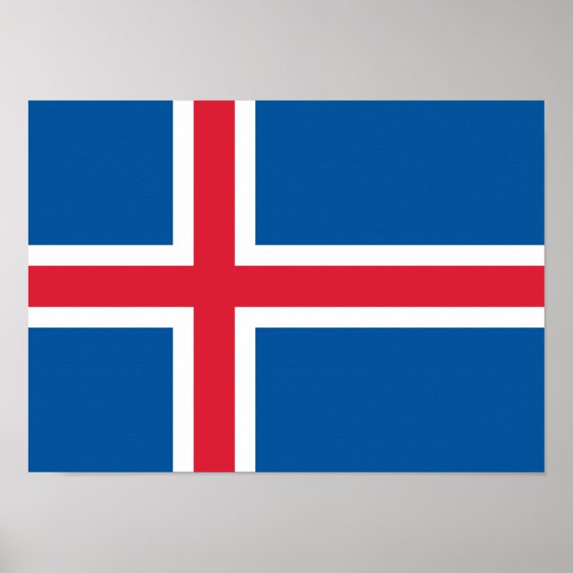 Poster Drapeau Islande (Devant)