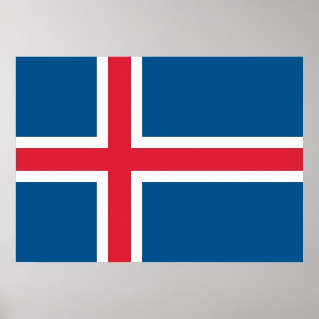 Poster Drapeau Islande (Devant)