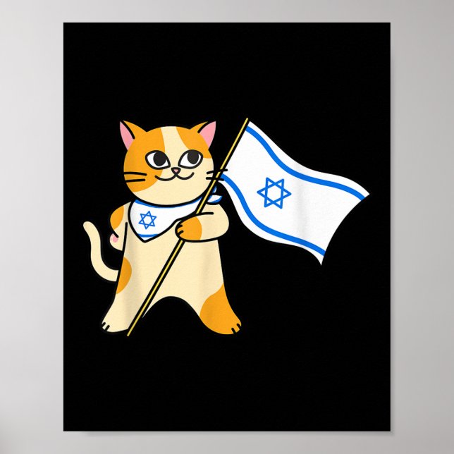 Poster Drapeau israélien chat sioniste pro-israël juif (Devant)