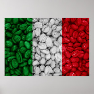 Poster Drapeau italien avec café