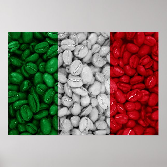 Poster Drapeau italien avec café (Devant)