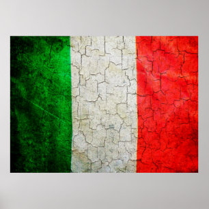 Poster Drapeau italien fissuré