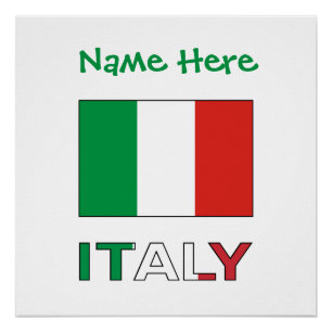 Poster Drapeau Italien Moderne Tricolore Nom Ici
