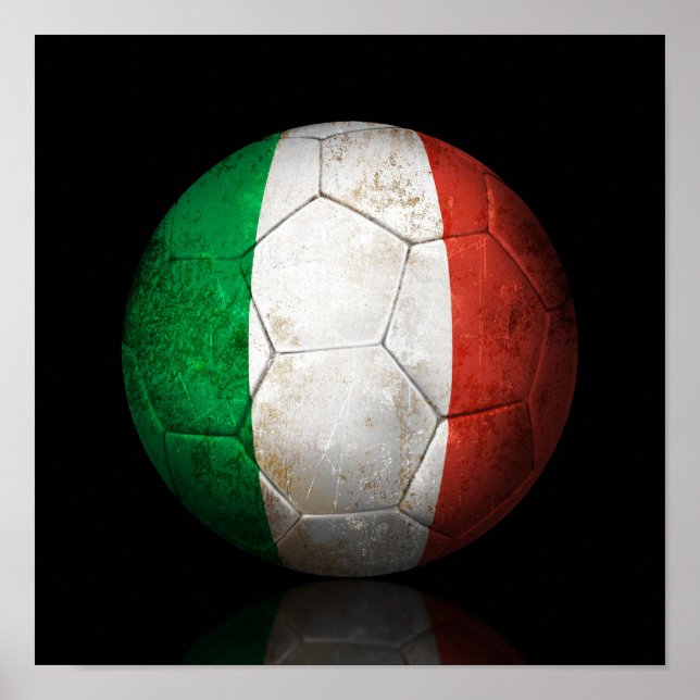 Poster Drapeau Italien Porté Football Soccer Ball (Devant)