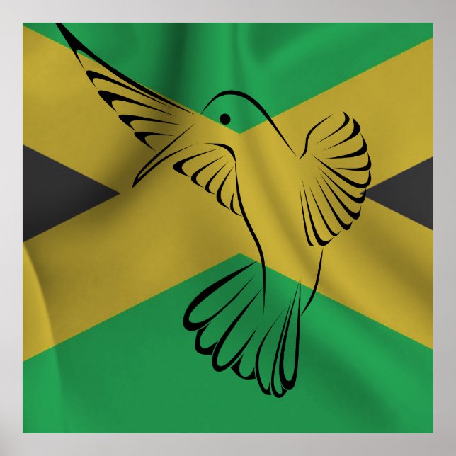 Poster Drapeau jamaïcain avec colibri (Devant)
