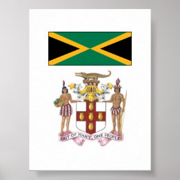Poster Drapeau jamaïcain et symboles culturels Fierté