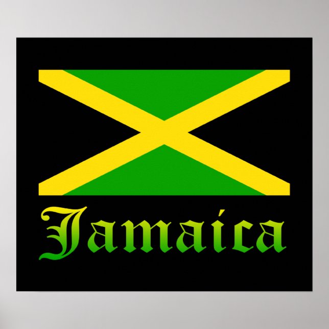 Poster Drapeau jamaïcain, noir, vert et jaune (Devant)