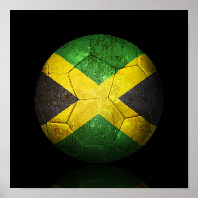 Poster Drapeau Jamaïcain porté Football de football (Devant)