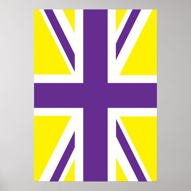 Poster Drapeau jaune violet Union Jack British (UK) (Devant)