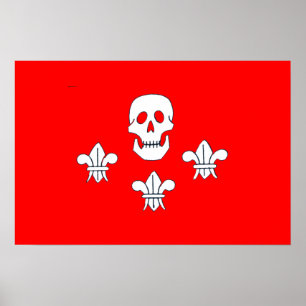 POSTER DRAPEAU JOLLY ROGER ET TROIS LIEUX