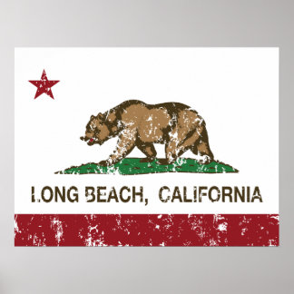 Poster Drapeau Long Beach California Republic