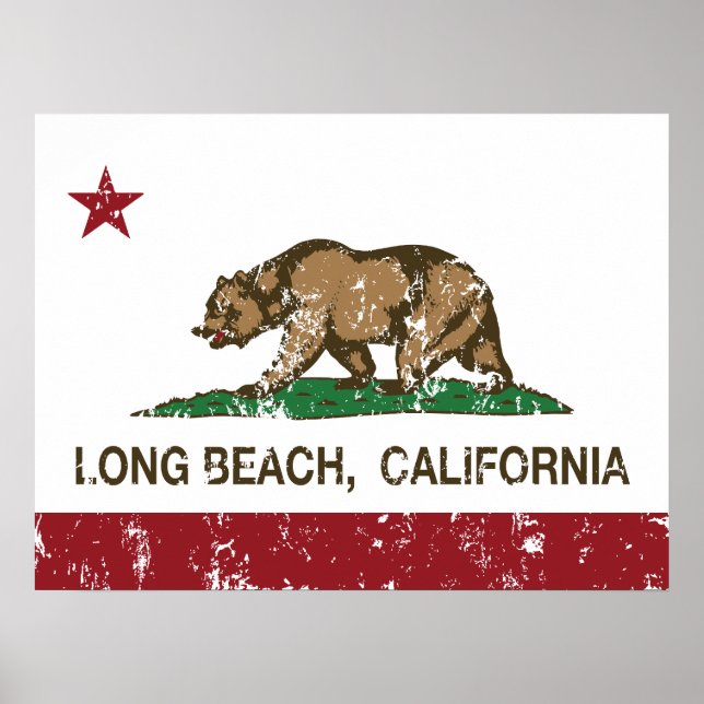 Poster Drapeau Long Beach California Republic (Devant)