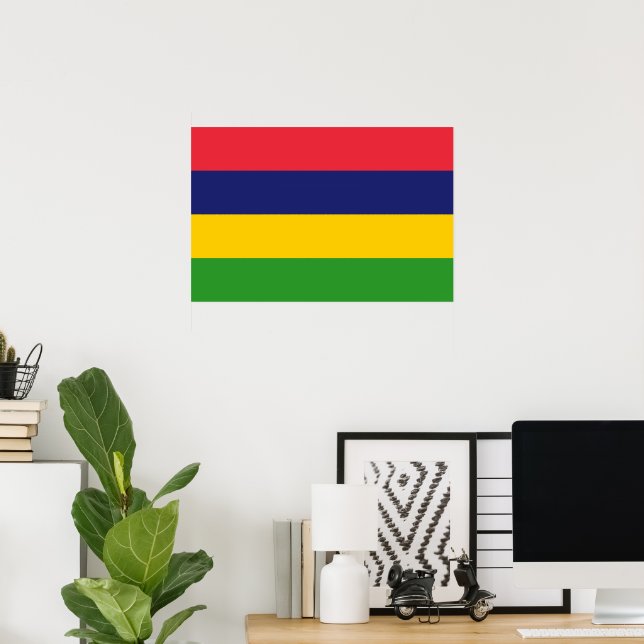 Poster Drapeau mauricien (Bureau à domicile)