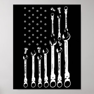 Poster Drapeau mécanique Drapeau patriotique américain Mé