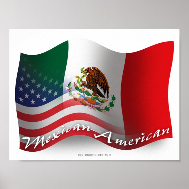 Poster Drapeau mexicain américain (Devant)