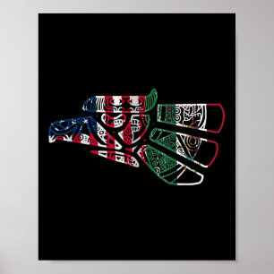Poster Drapeau mexicain américain Drapeau mexicain