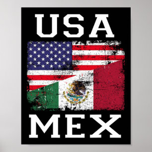Poster Drapeau mexicain américain Drapeau mexicain