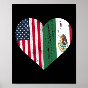 Poster Drapeau mexicain américain Drapeau mexicain