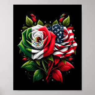 Poster Drapeau mexicain Drapeau américain Drapeau mexicai