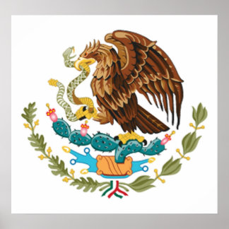 Poster Drapeau mexicain MEXICO SYMBOLE D'AigLE MEXICAIN