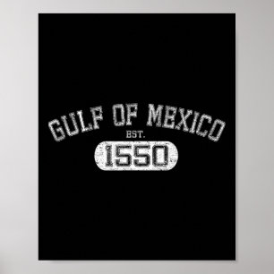 Poster Drapeau Mexicain Rétro Golfe Du Mexique Est 1550 P