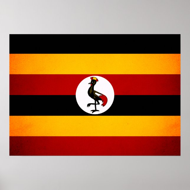 Poster Drapeau Monochrome Ouganda (Devant)
