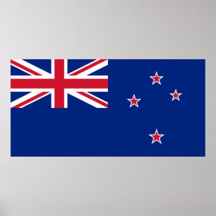 Poster Drapeau national de Nouvelle-Zélande, Kiwis, Océan