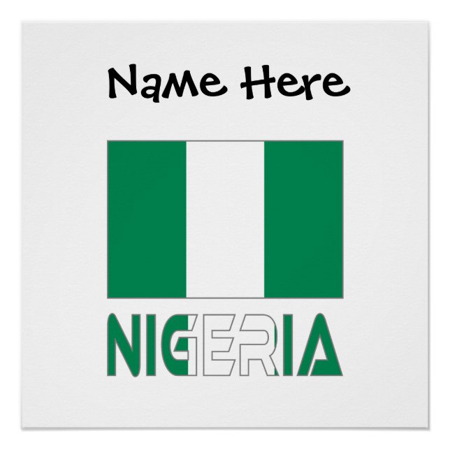 Poster Drapeau nigérian Nigéria Personnalisation noire (Devant)
