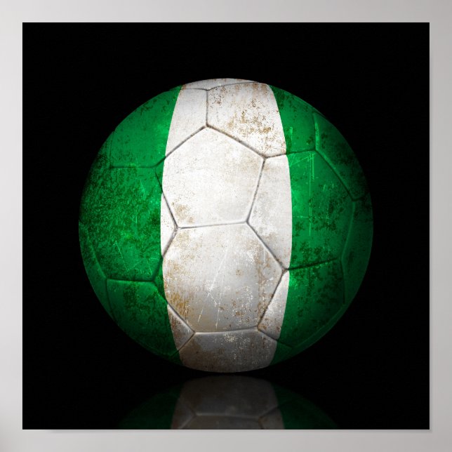 Poster Drapeau Nigérian Porté Bal De Football (Devant)