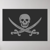 Drapeau noir gris Jolly roger pirate
