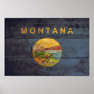 Poster Drapeau Old Wood Montana