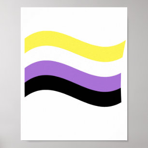 Poster Drapeau ondulant non binaire
