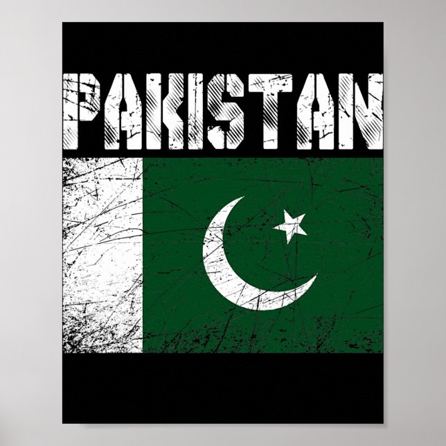 Poster Drapeau pakistanais patriotique en détresse Hommes (Devant)