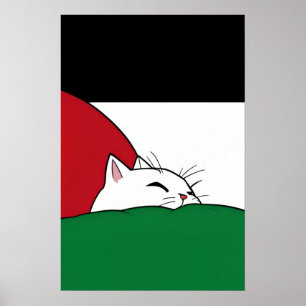 Poster Drapeau PALESTINE GRATUIT Chat