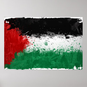 Poster Drapeau Palestine Paint Art Grunge