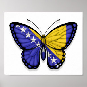 Poster Drapeau papillon de Bosnie-Herzégovine