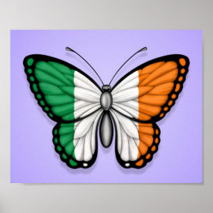 Poster Drapeau papillon irlandais sur violet