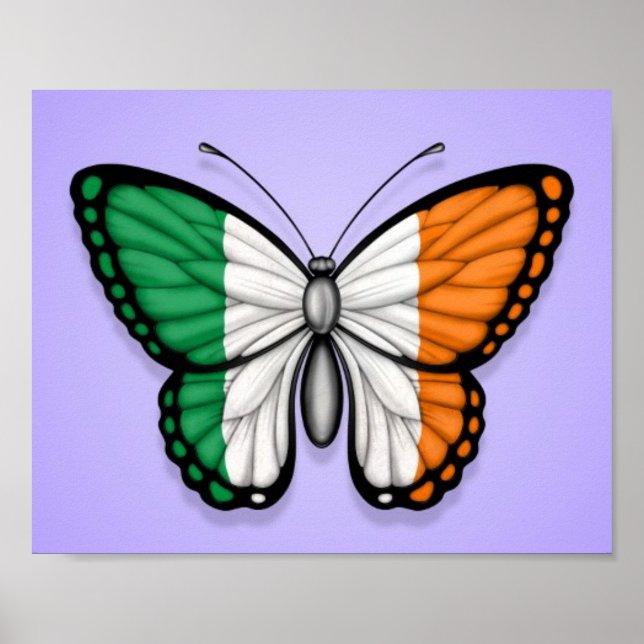 Poster Drapeau papillon irlandais sur violet (Devant)
