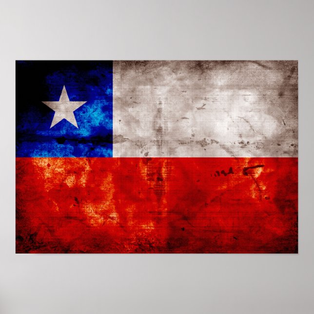 Poster Drapeau patiné du Chili (Devant)