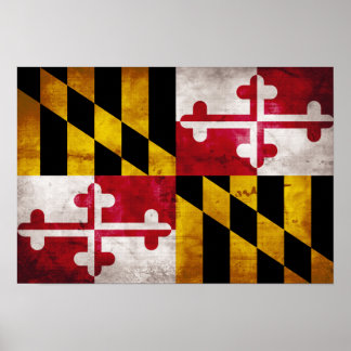 Poster Drapeau patiné du Maryland