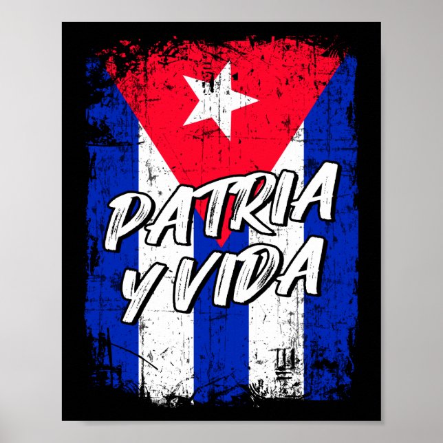 Poster Drapeau Patria Y Vida Viva Cuba Libre Drapeau cuba (Devant)